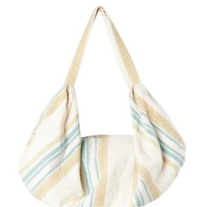 Rip Curl On The Coast Slouch  Striped Cream and Blue Hobo Boho Bohemian Bag
